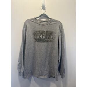Carhartt T-shirt Adult Medium Gray Realtree Camp L/S Faded Men B47